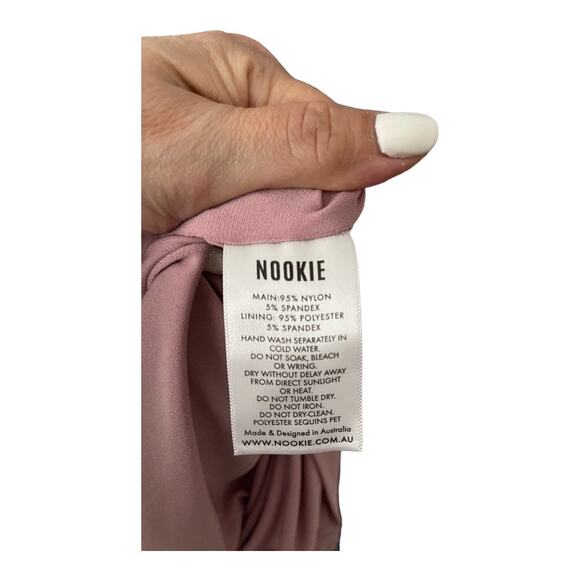 Nookie Lumiere Sequin Strapless Midi Dress Formal Gala Hoco Party Black Tie M - Picture 9 of 15